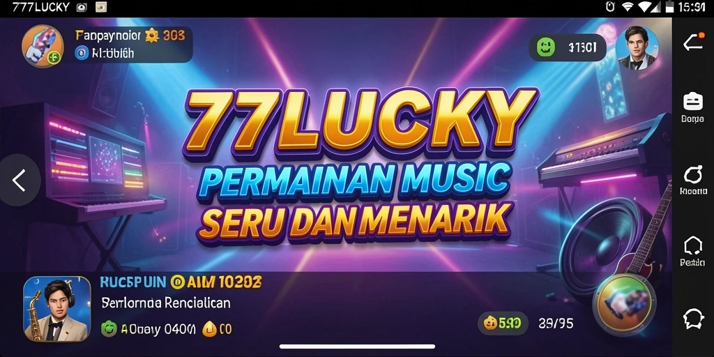 Screenshot utama 777LUCKY menampilkan gameplay seru dengan berbagai lagu.