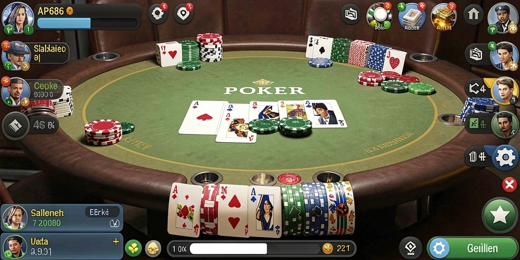 Tampilan gameplay seru di aplikasi Poker AP686.