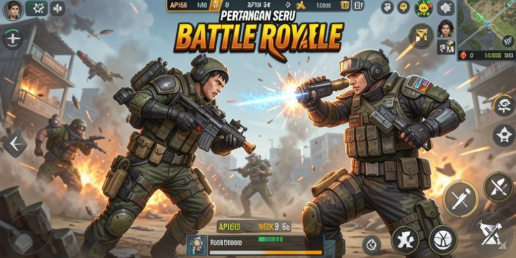 Screenshot menampilkan aksi mendebarkan dalam API66 Battle Royale.