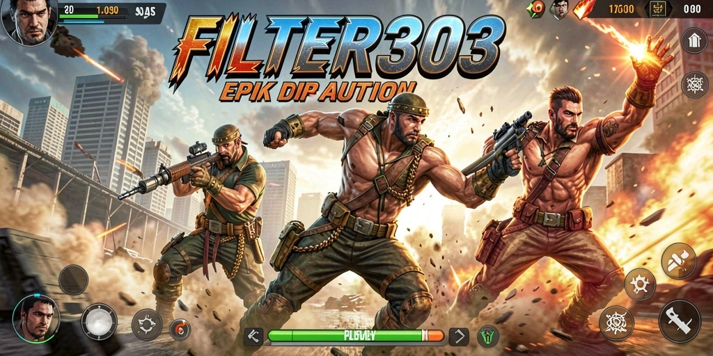 Tangkapan layar FILTER303 menampilkan aksi pertempuran yang mendebarkan.