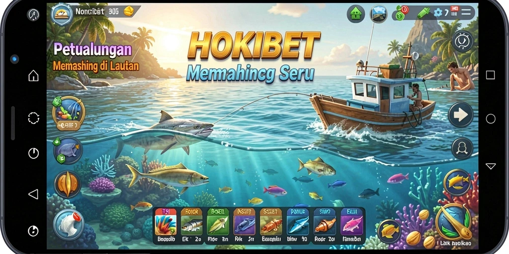 Tampilan gameplay HOKIBET menampilkan aksi memancing yang seru dan grafis indah.