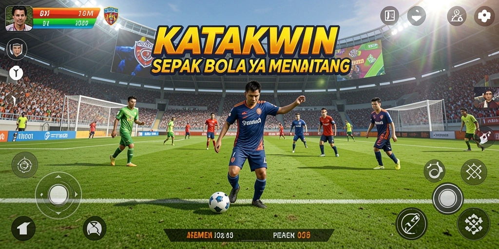 Tampilan gameplay mengesankan dari KATAKWIN dalam aksi sepak bola.