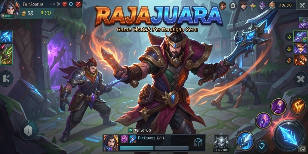 Gameplay seru dalam RAJAJUARA yang menampilkan pertarungan tim strategis.