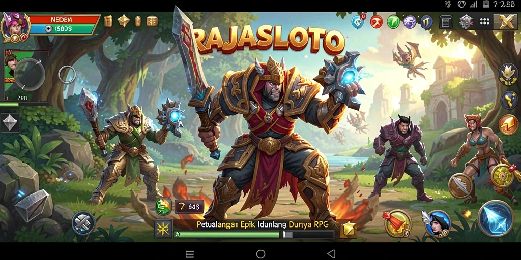 Tangkapan layar menunjukkan aksi seru penggambaran RPG dalam RAJASLOTO.