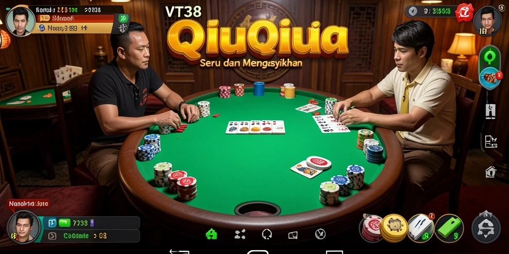 Screenshot utama VT38 menampilkan gameplay QiuQiu yang menegangkan.