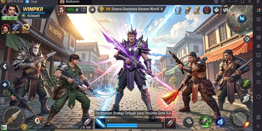 Tangkapan layar gameplay <strong>WINPKR</strong> yang menampilkan strategi pertempuran seru.